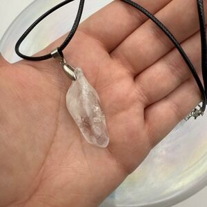 Clear Quartz Crystal Point Necklace Raw Healing Stone Pendant Women‎ Boho